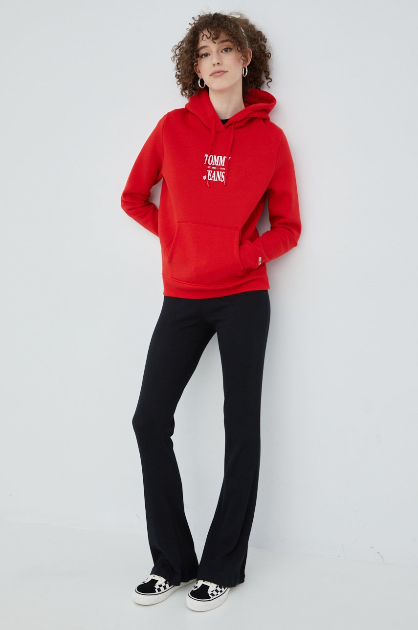

Кофта Tommy Jeans женская цвет красный с принтом