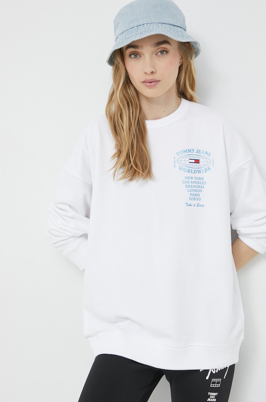 

Суичър Tommy Jeans в бяло с принт, Бял