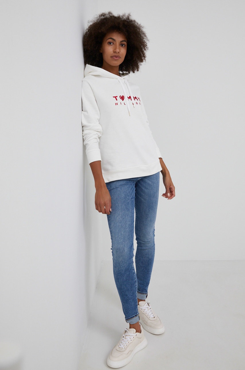 

Хлопковая кофта Tommy Hilfiger женская цвет белый с аппликацией