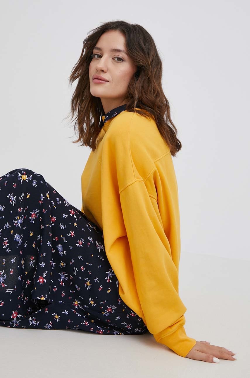 Levi's hanorac de bumbac femei, culoarea galben, neted