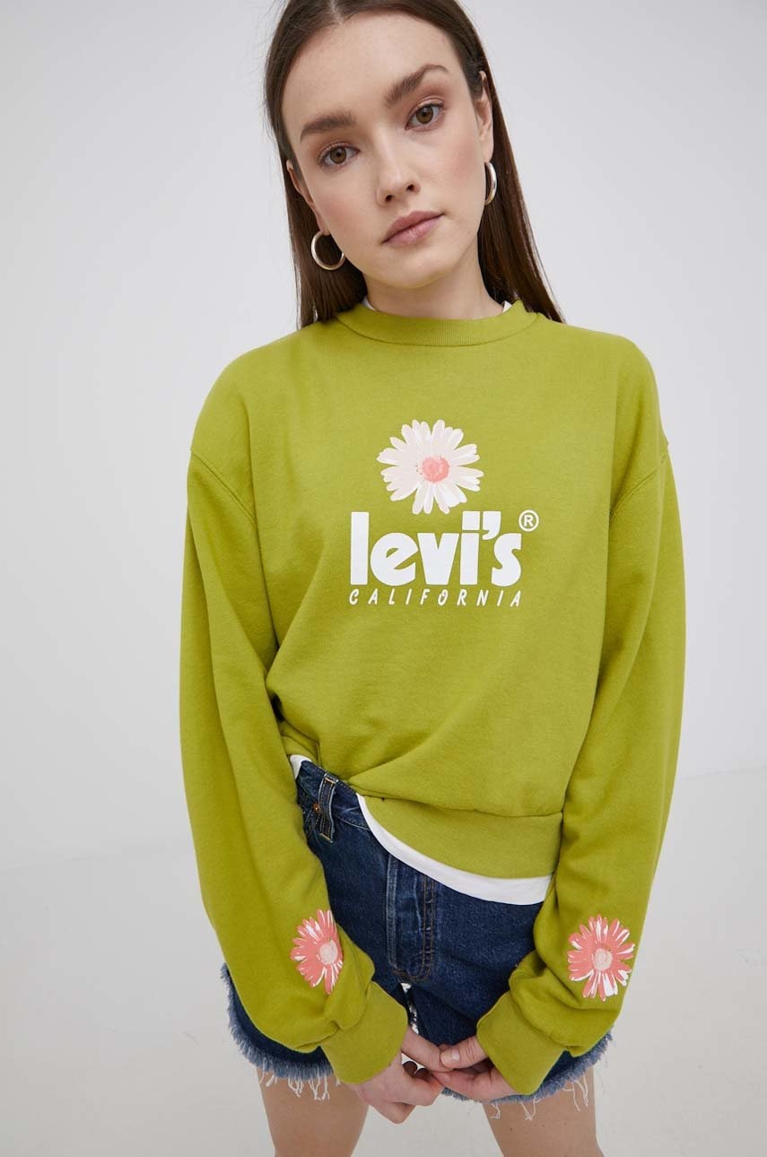 Levi's bluza femei, culoarea verde, cu imprimeu
