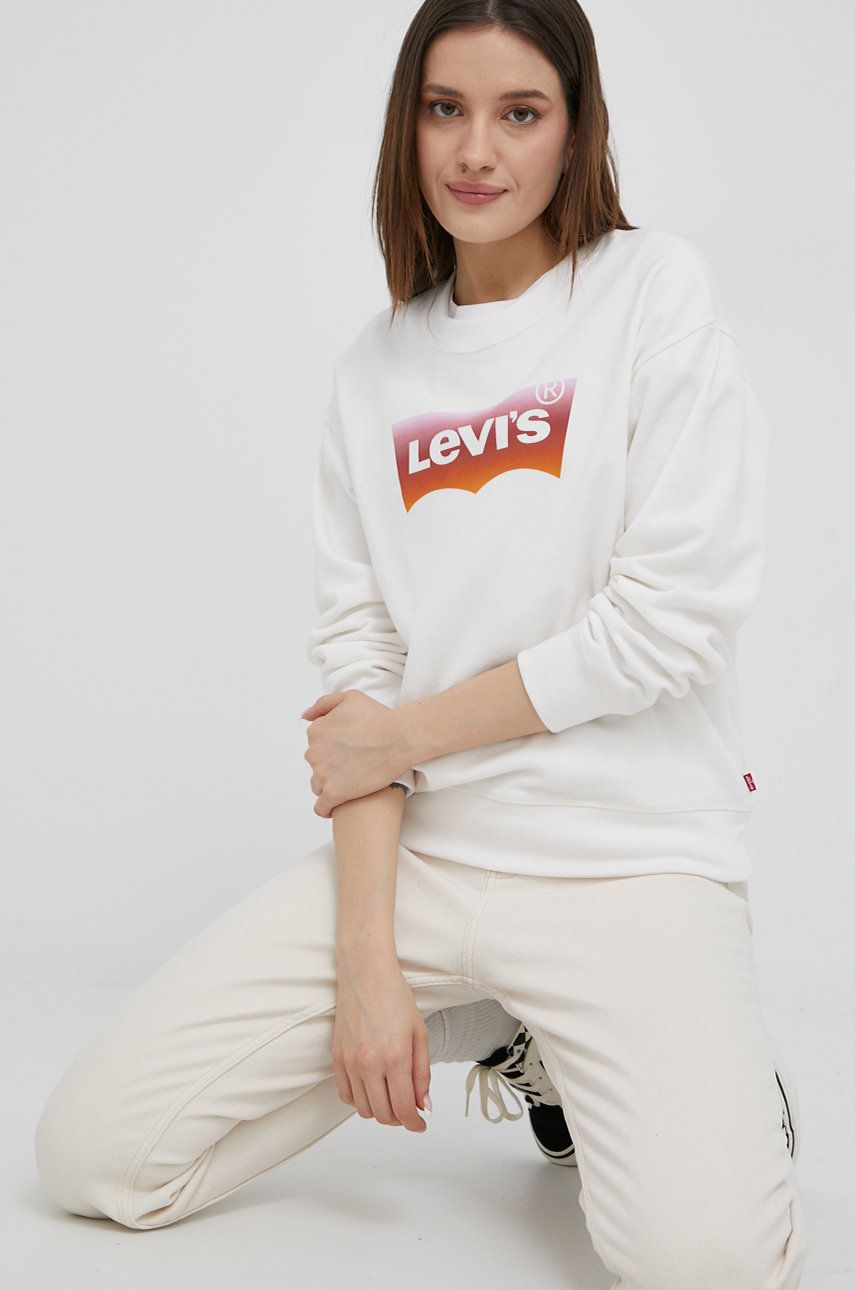 Levi’s bluza femei, culoarea alb, cu imprimeu imagine reduceri black friday 2021 Alb