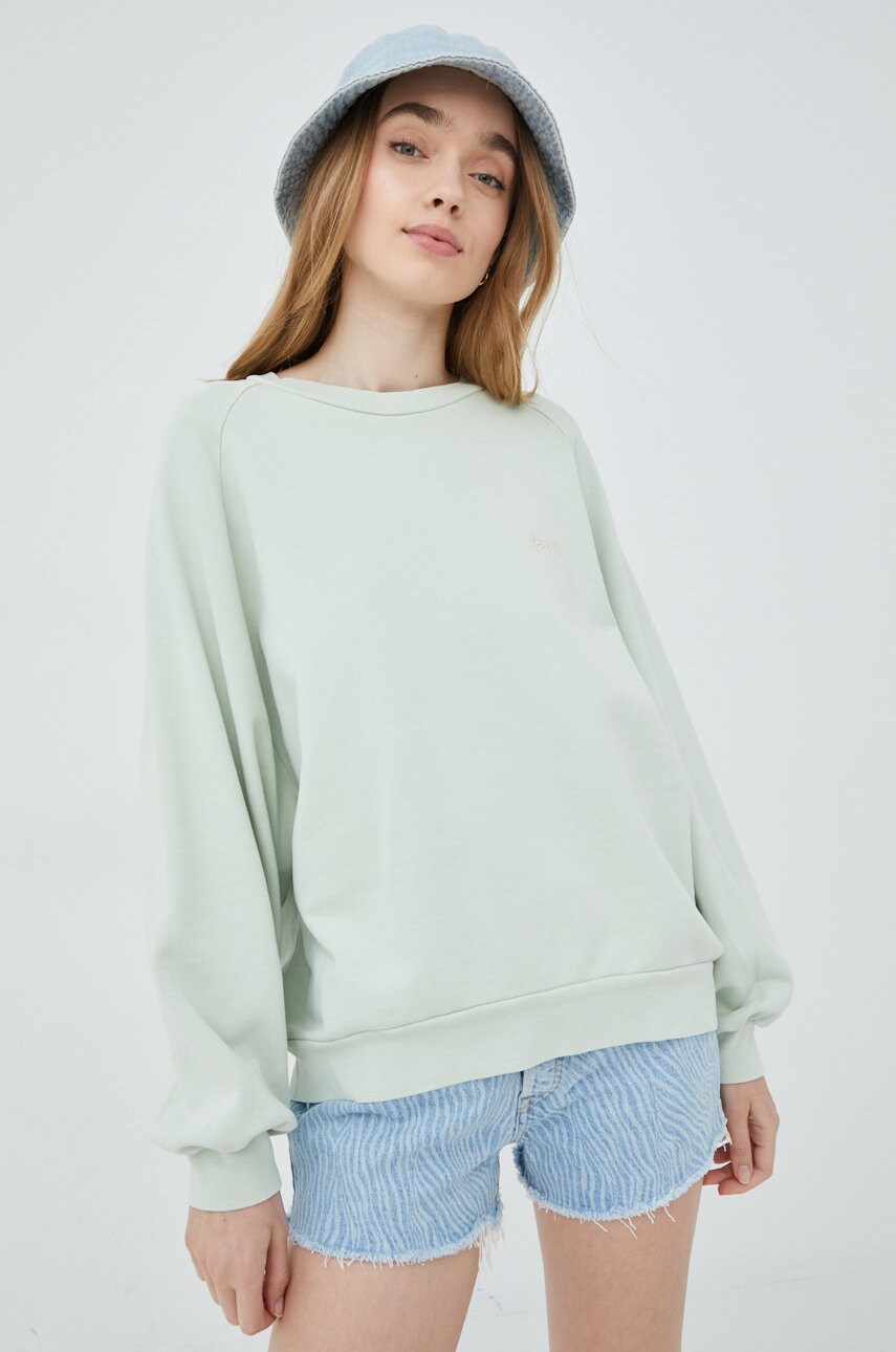 Levi's hanorac de bumbac femei, culoarea verde, neted