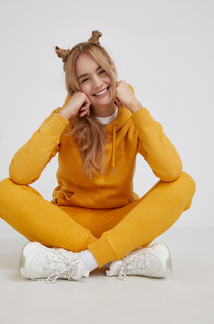 

Суичър Superdry дамски в меланж на жълто, Жълт