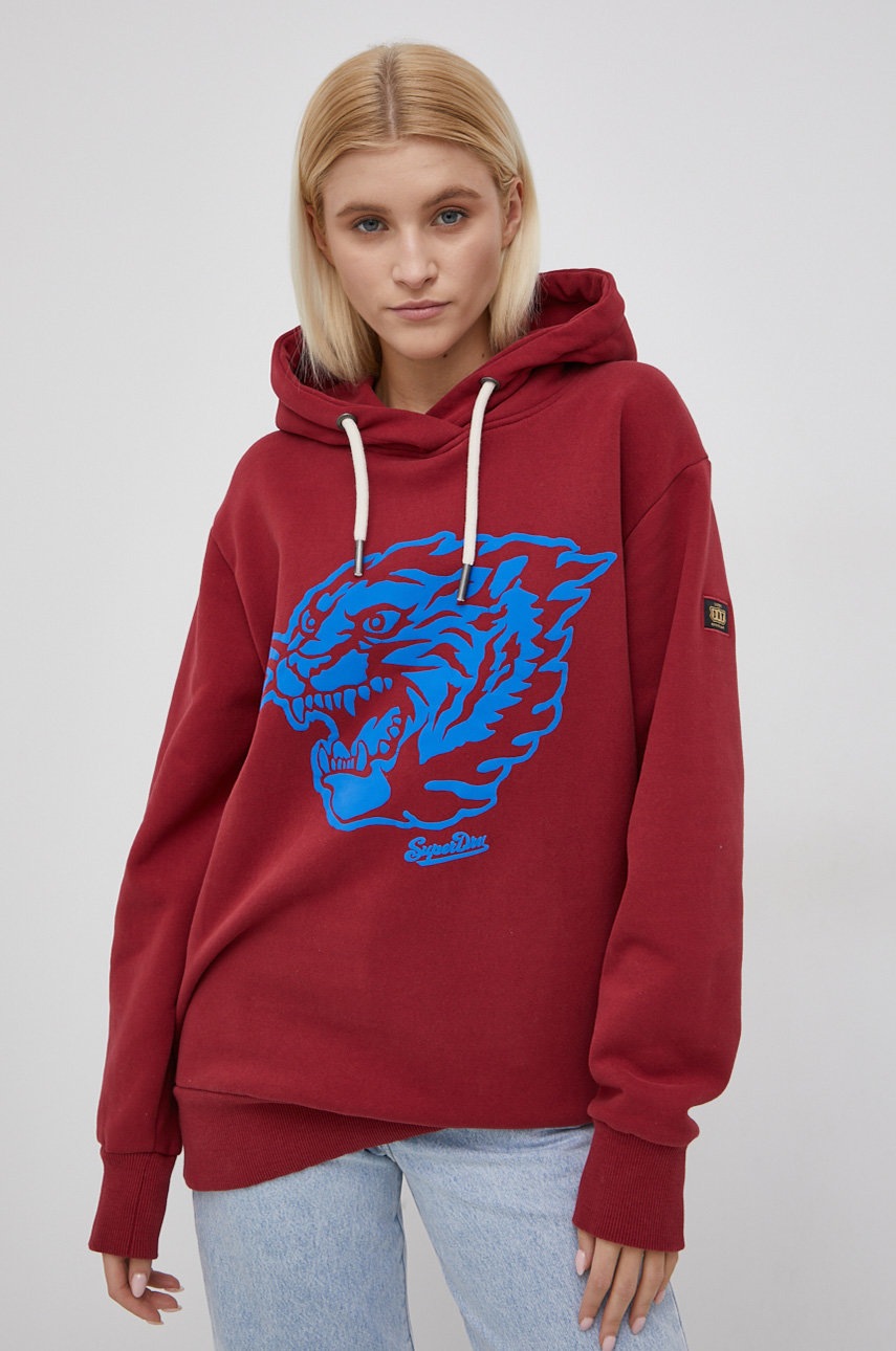 

Кофта Superdry жіноча колір червоний однотонна