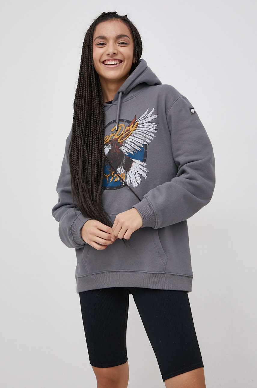 

Кофта Superdry жіноча колір сірий з принтом