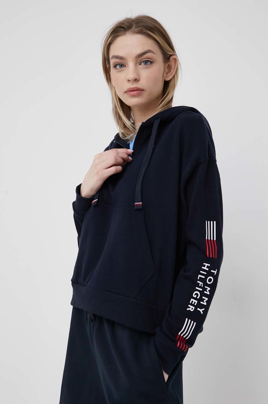 

Суичър Tommy Hilfiger дамска в тъмносиньо с принт, Тъмносин