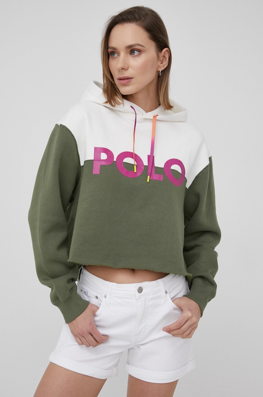 

Суичър Polo Ralph Lauren дамска в бяло с принт, Бял