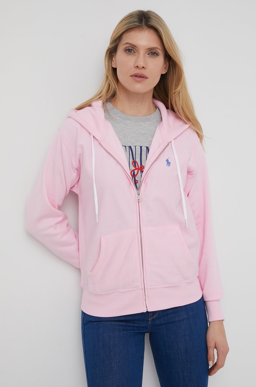

Суичър Polo Ralph Lauren дамска в розово с изчистен дизайн, Розов