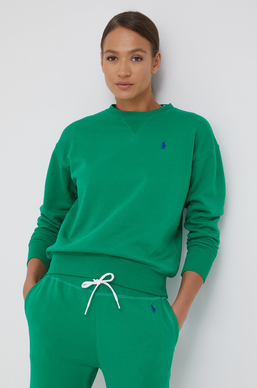 

Суичър Polo Ralph Lauren дамска в зелено с изчистен дизайн, Зелен