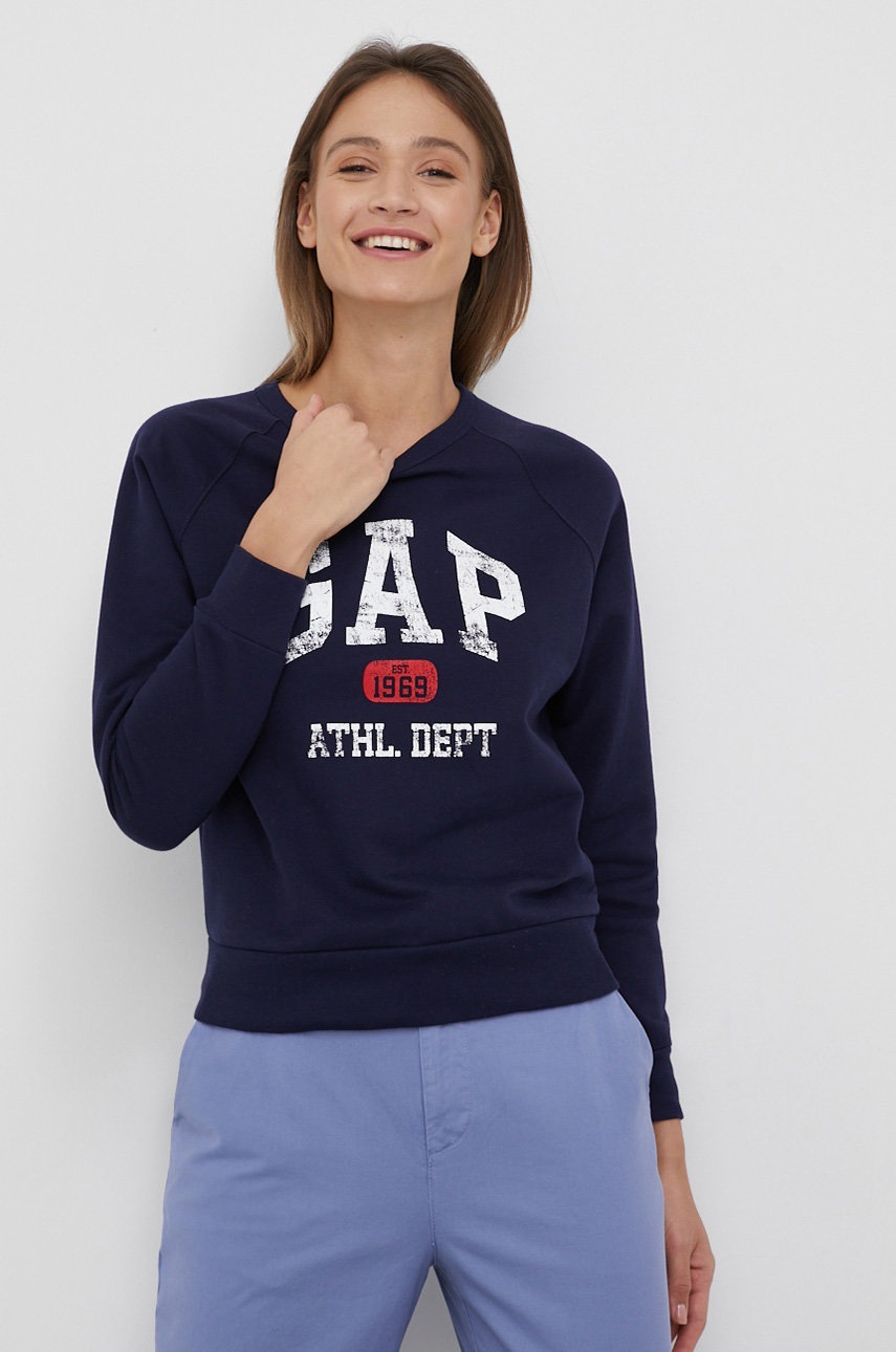 

Суичър GAP дамска в тъмносиньо с принт, Тъмносин