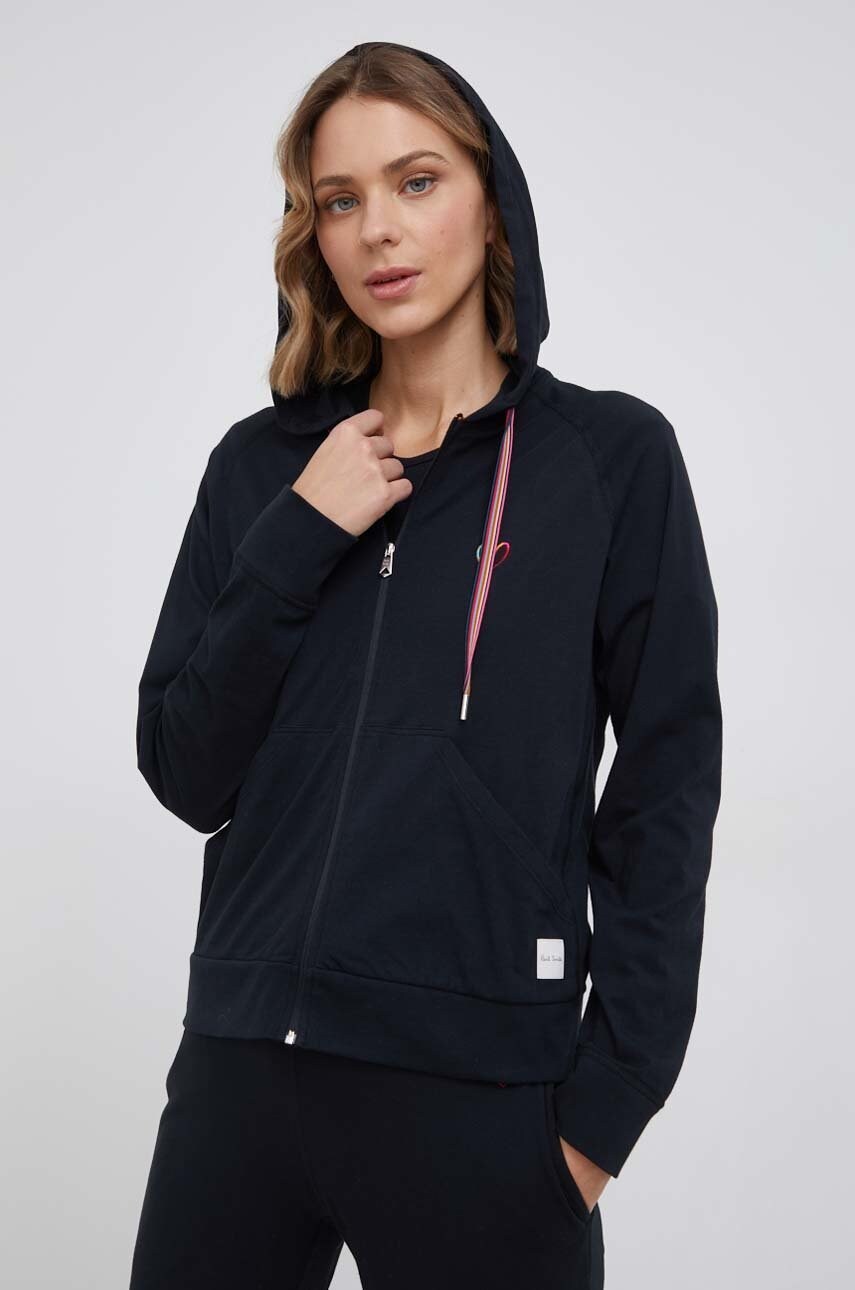 Paul smith hanorac de bumbac femei, culoarea negru, cu imprimeu