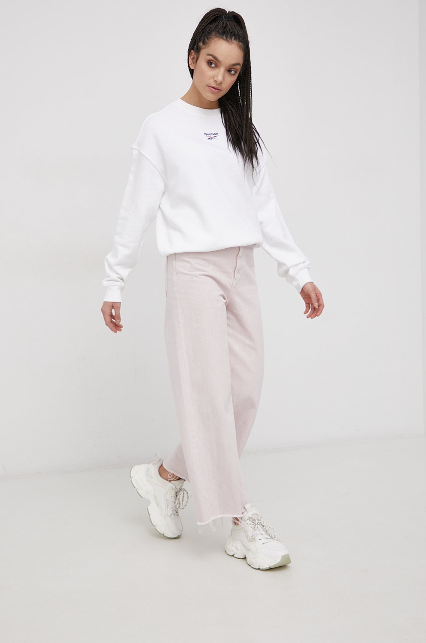 

Бавовняна кофта Reebok Classic H49260 жіноча колір білий з аплікацією