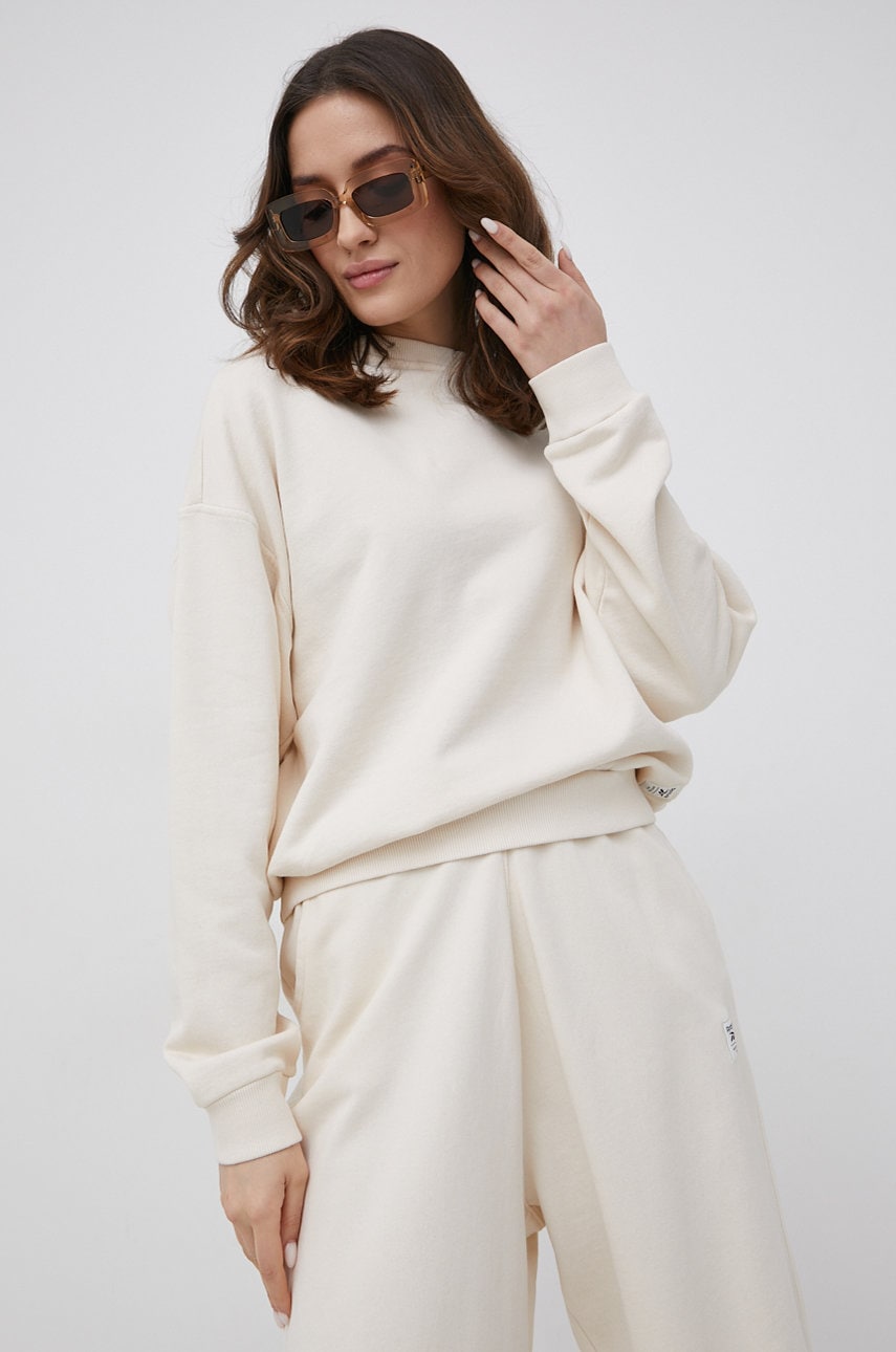 Reebok classic hanorac de bumbac femei, culoarea crem, neted