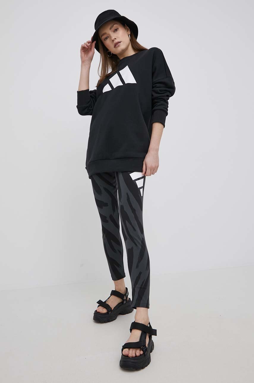 

Бавовняна кофта adidas Performance H57330 жіноча колір чорний з принтом