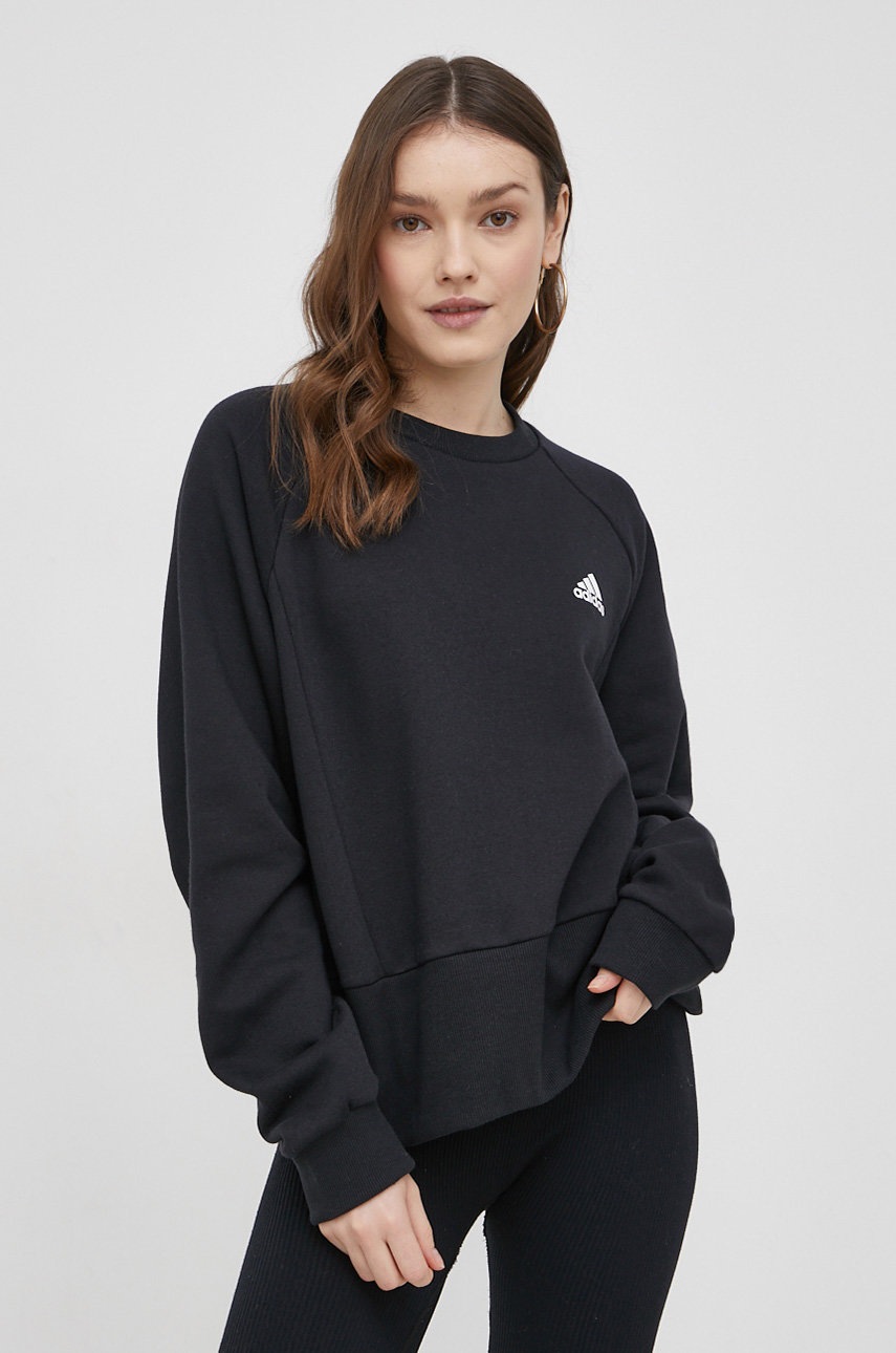 

Суичър adidas HA6622 дамски в черно с изчистен дизайн, Черен