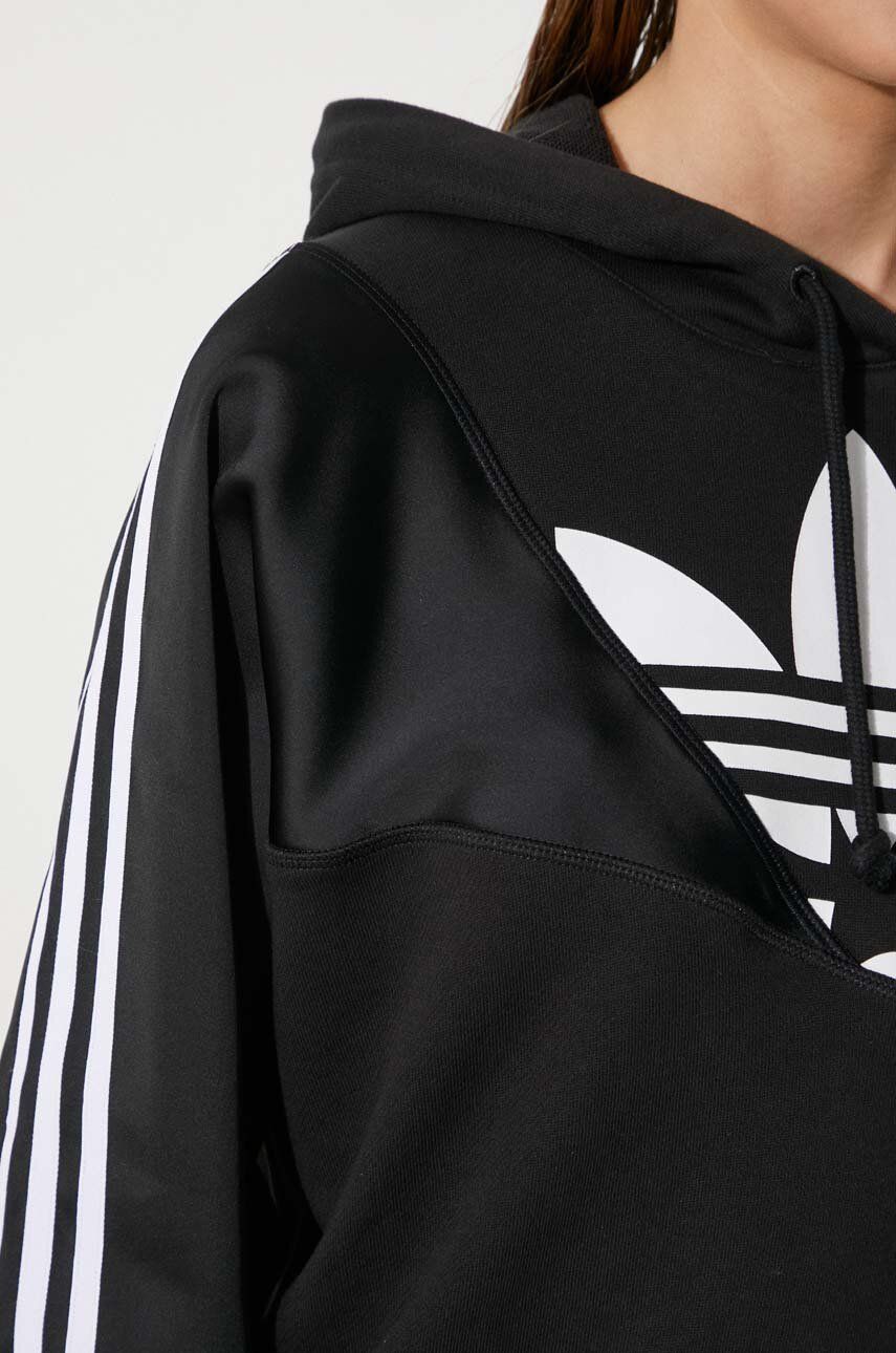 Dukserica adidas Originals Adicolor za žene, boja: crna, s kapuljačom, s tiskom, HC7050-BLACK