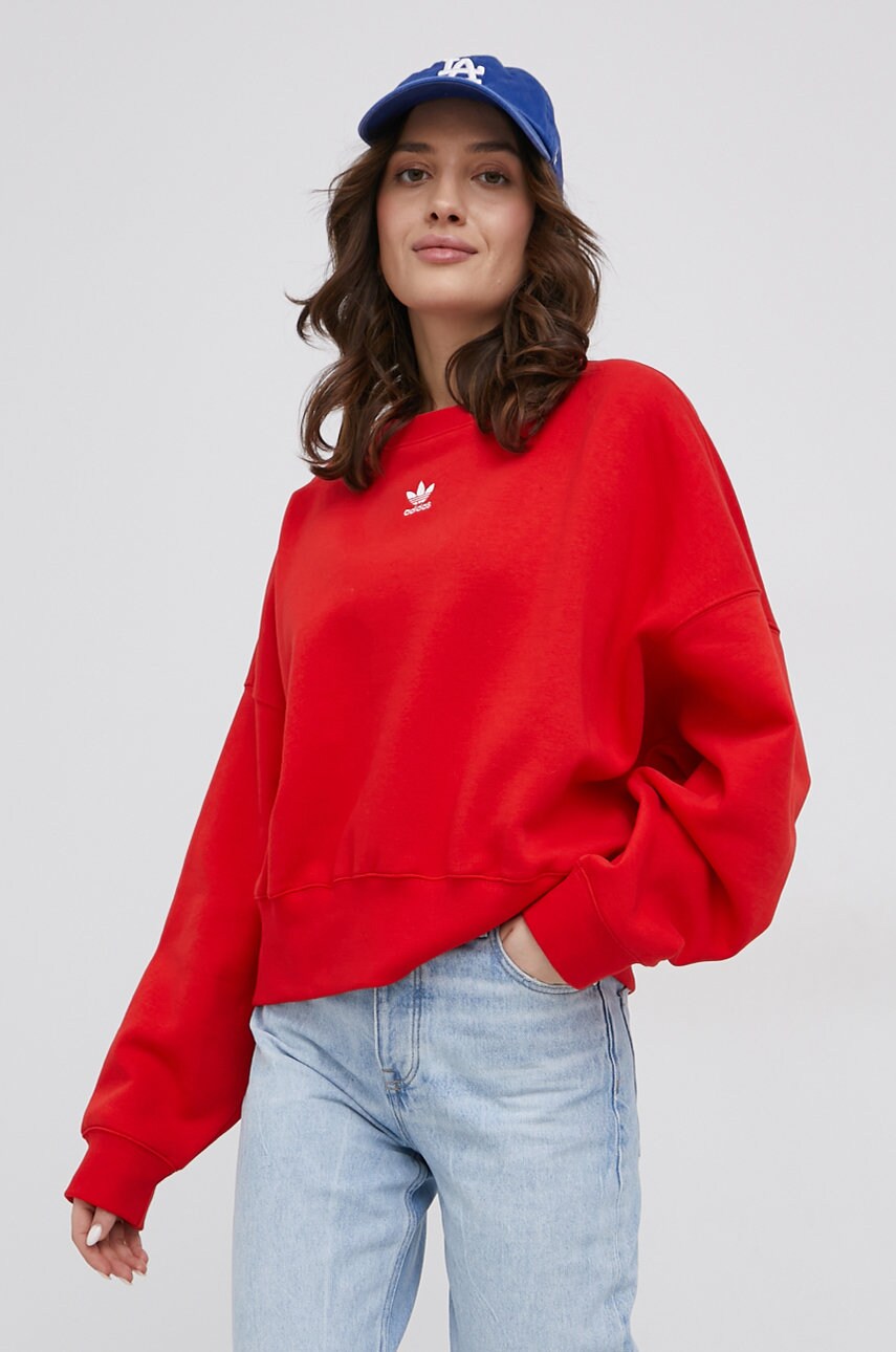 

Кофта adidas Originals Adicolor HF7479 жіноча колір червоний гладка