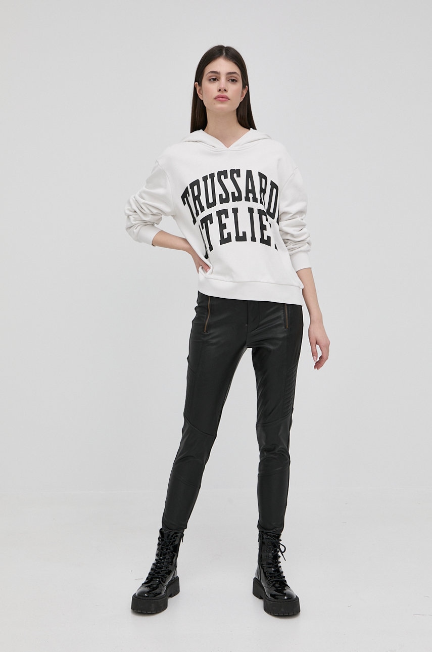 

Хлопковая кофта Trussardi женская цвет бежевый однотонная