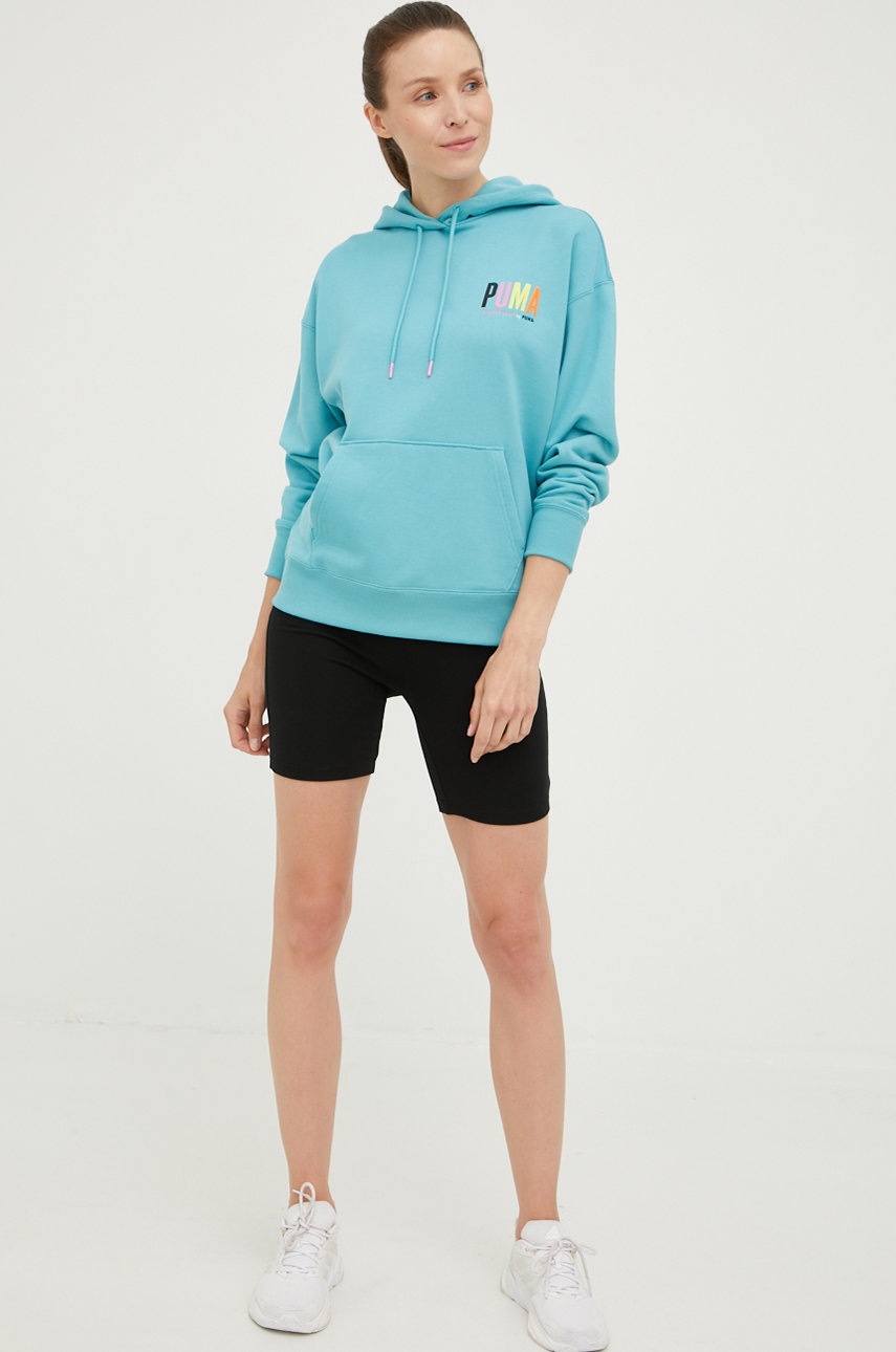 

Кофта Puma 533564 жіноча колір бірюзовий з принтом