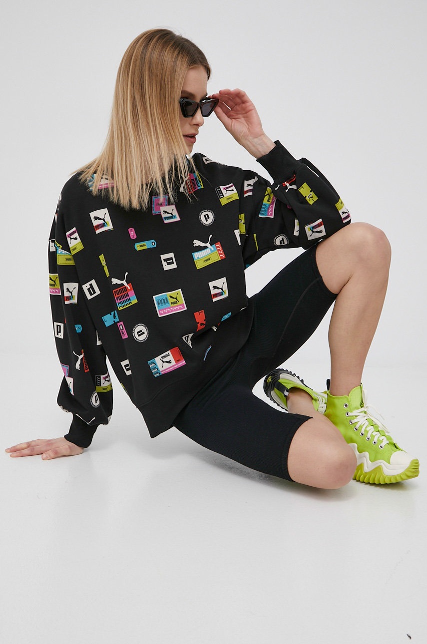 

Суичър Puma 53435101 дамски в черно с принт, Черен