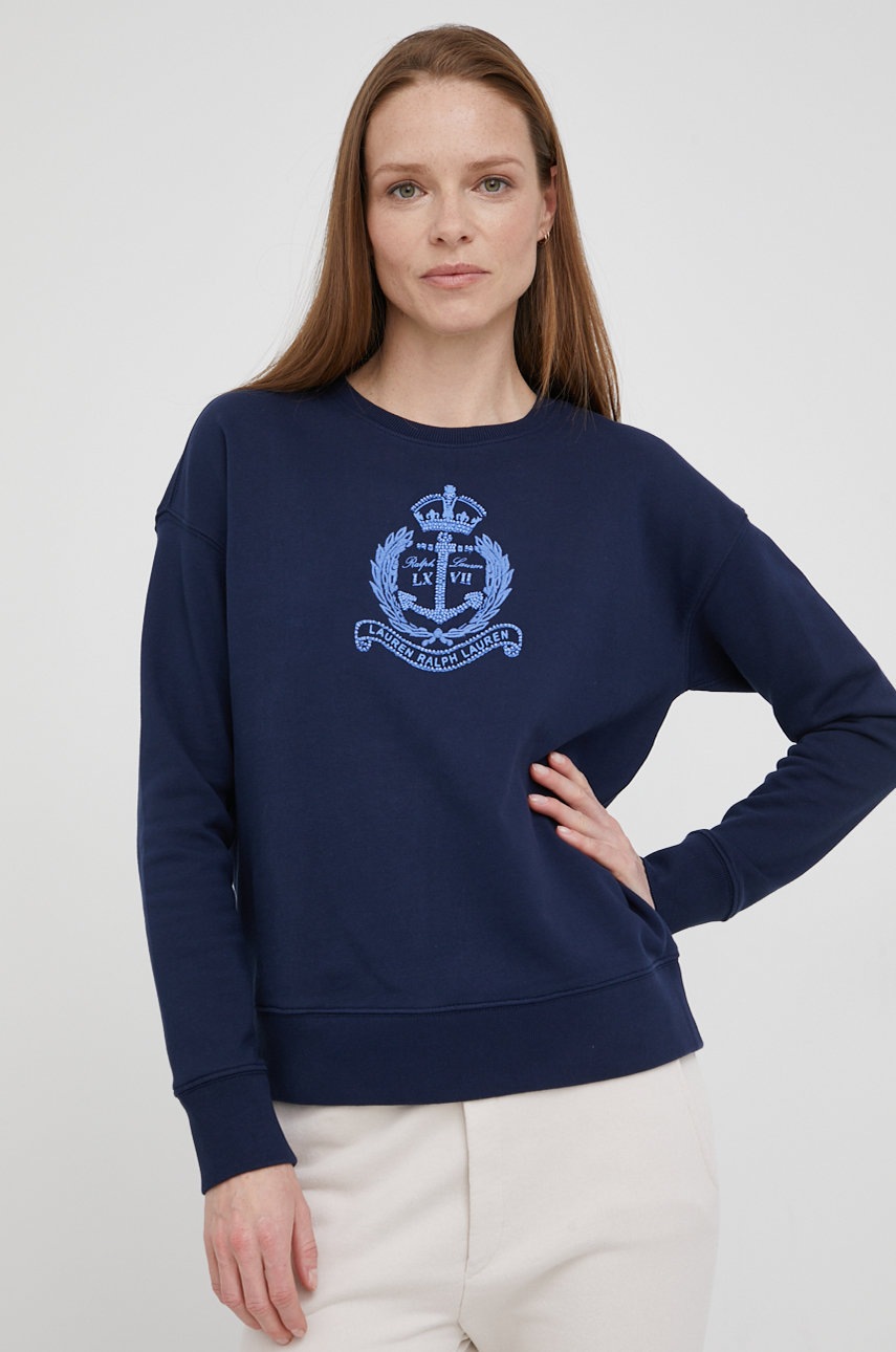 

Бавовняна кофта Lauren Ralph Lauren жіноча колір синій з аплікацією