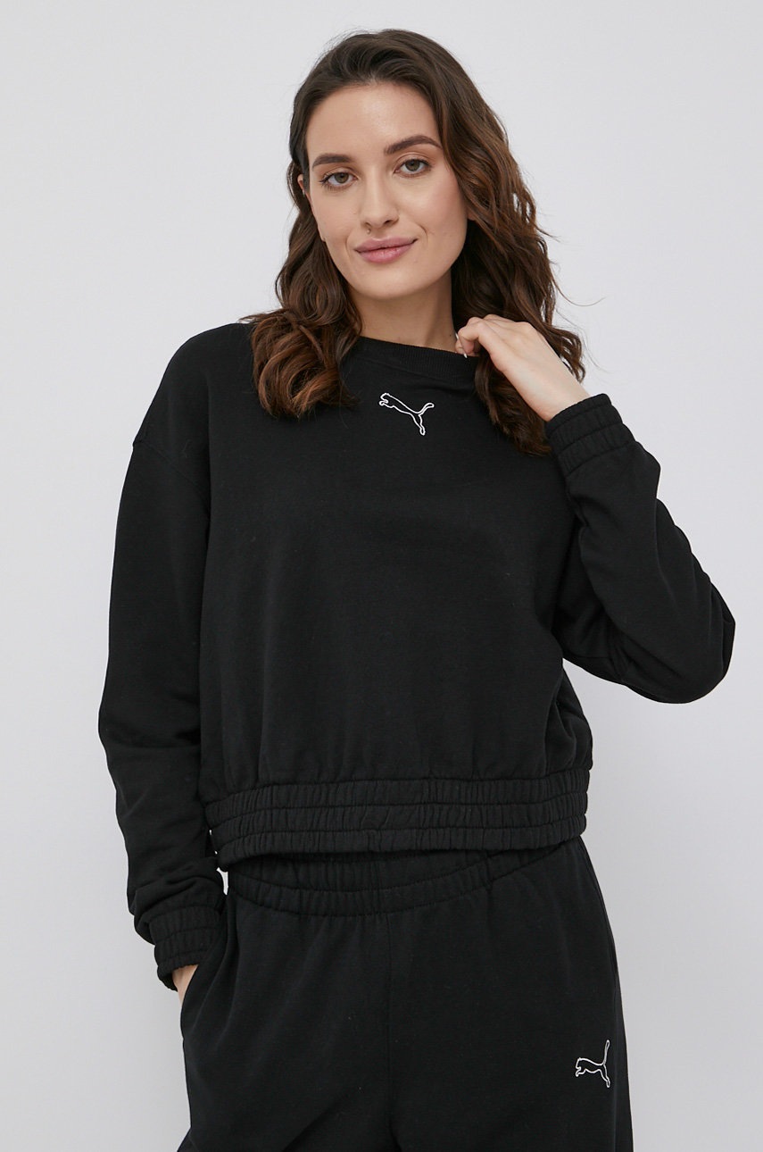 

Памучен суичър Puma 847094 дамска в черно с изчистен дизайн, Черен