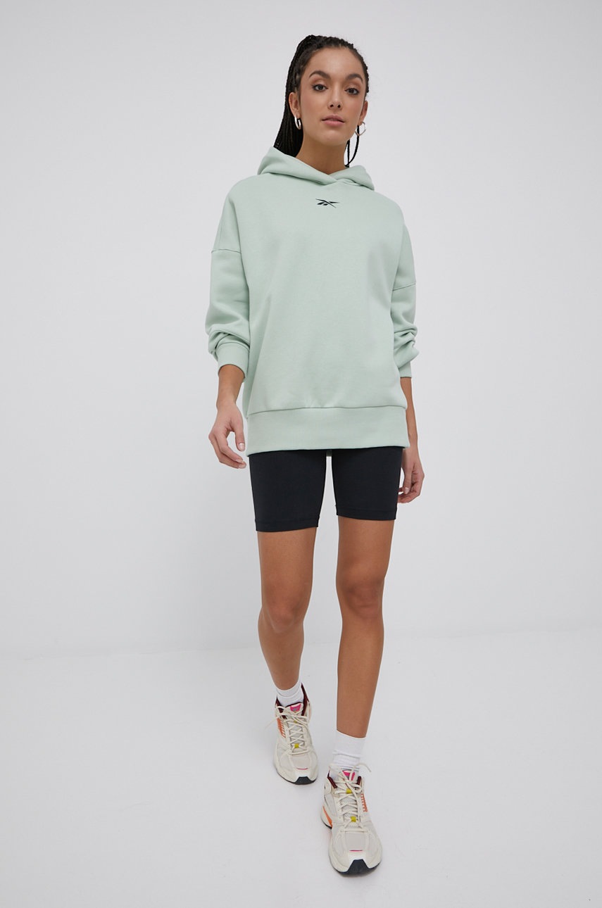 

Кофта Reebok H51829 жіноча колір зелений однотонна