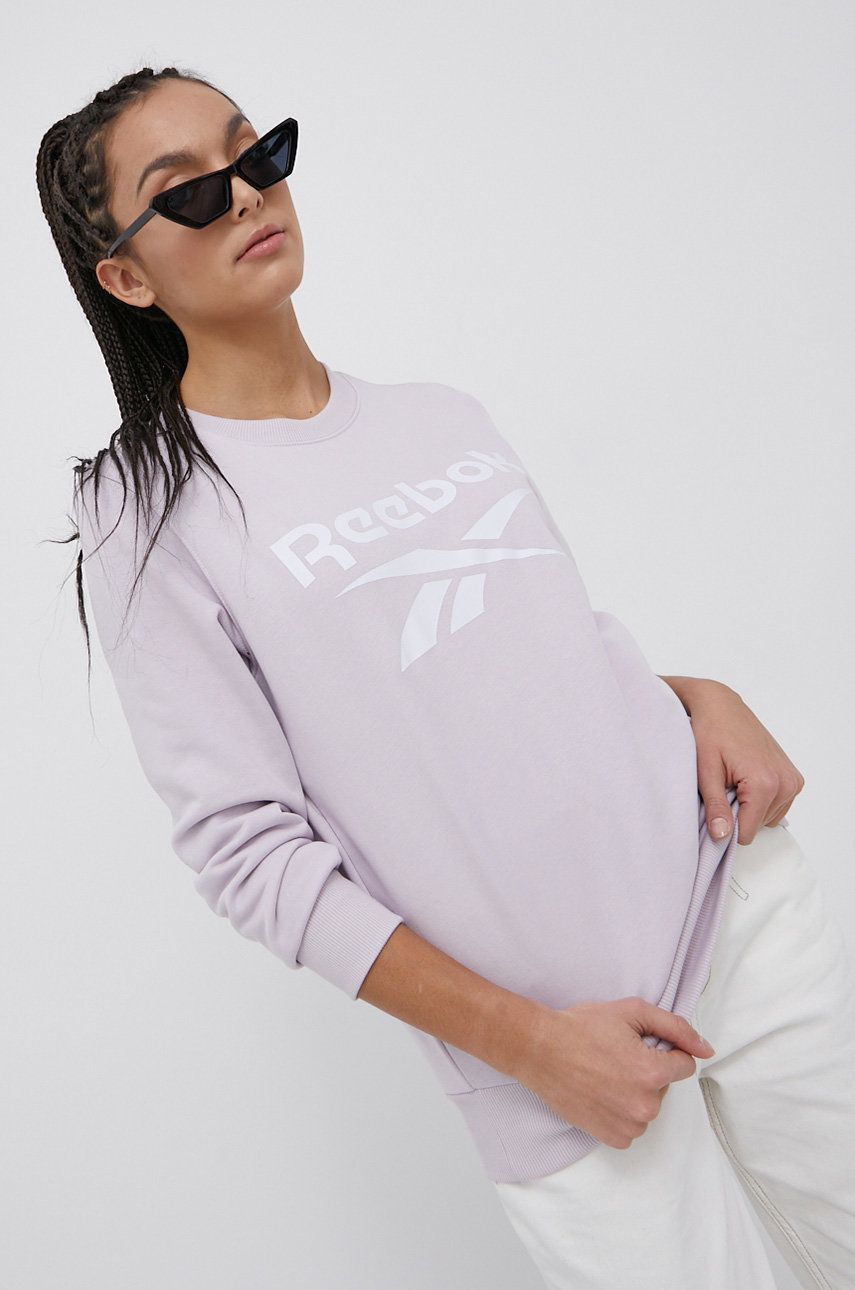 Reebok bluza HB2303 femei, culoarea violet, cu imprimeu answear imagine noua
