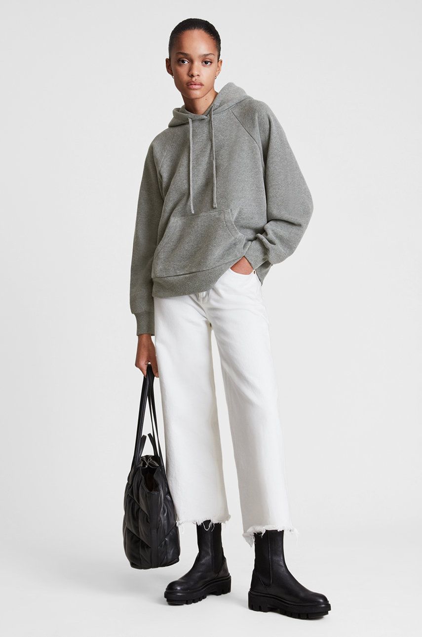 AllSaints Bluză femei, culoarea gri, cu imprimeu AllSaints