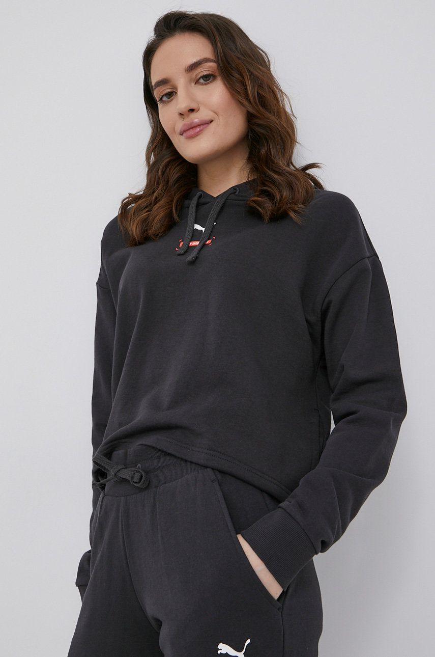 Puma hanorac de bumbac 847467 femei, culoarea gri, cu imprimeu imagine reduceri black friday 2021 answear.ro