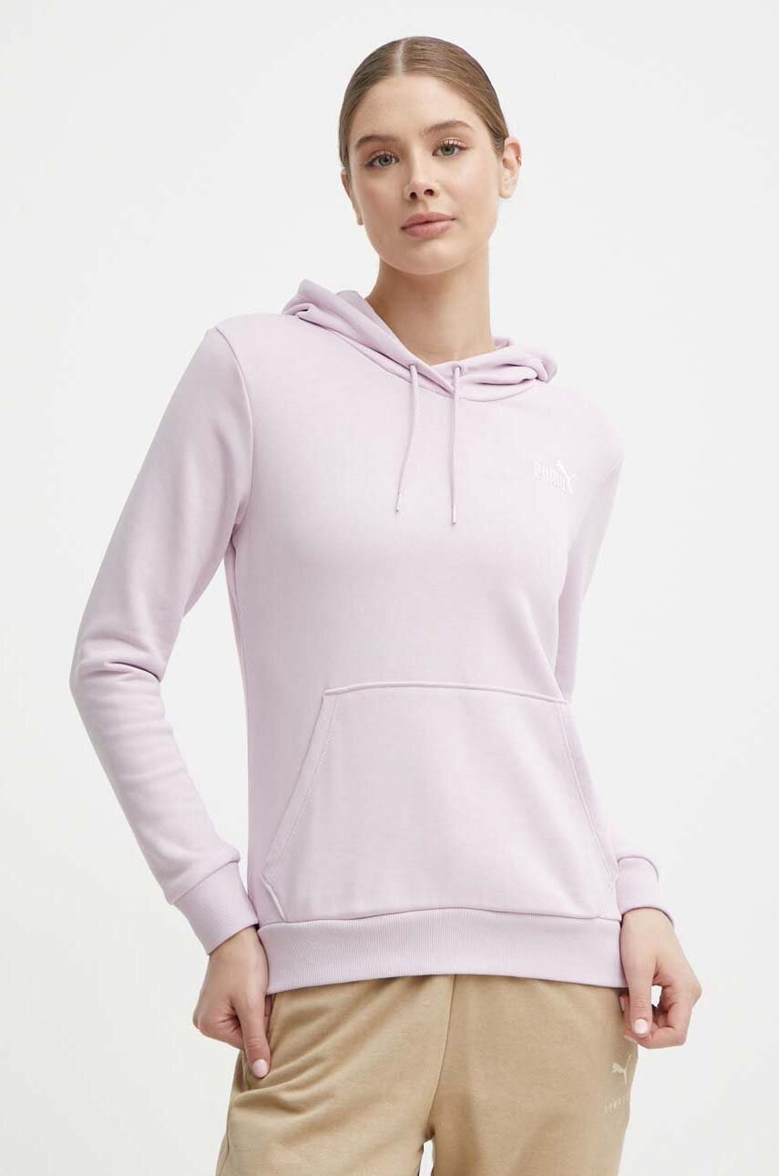 Puma bluza femei, culoarea violet, cu glugă, cu imprimeu