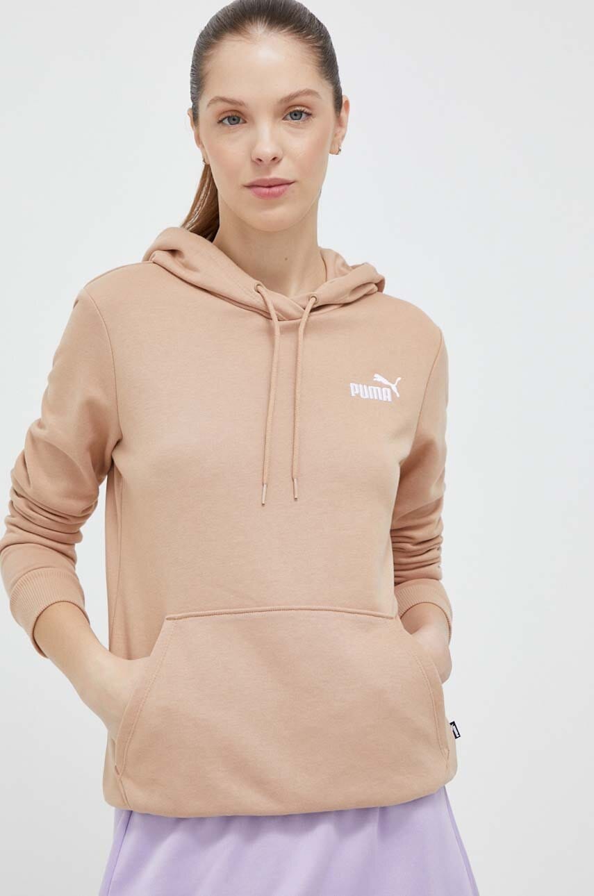 Puma bluză femei, culoarea bej, cu glugă, cu imprimeu 848332