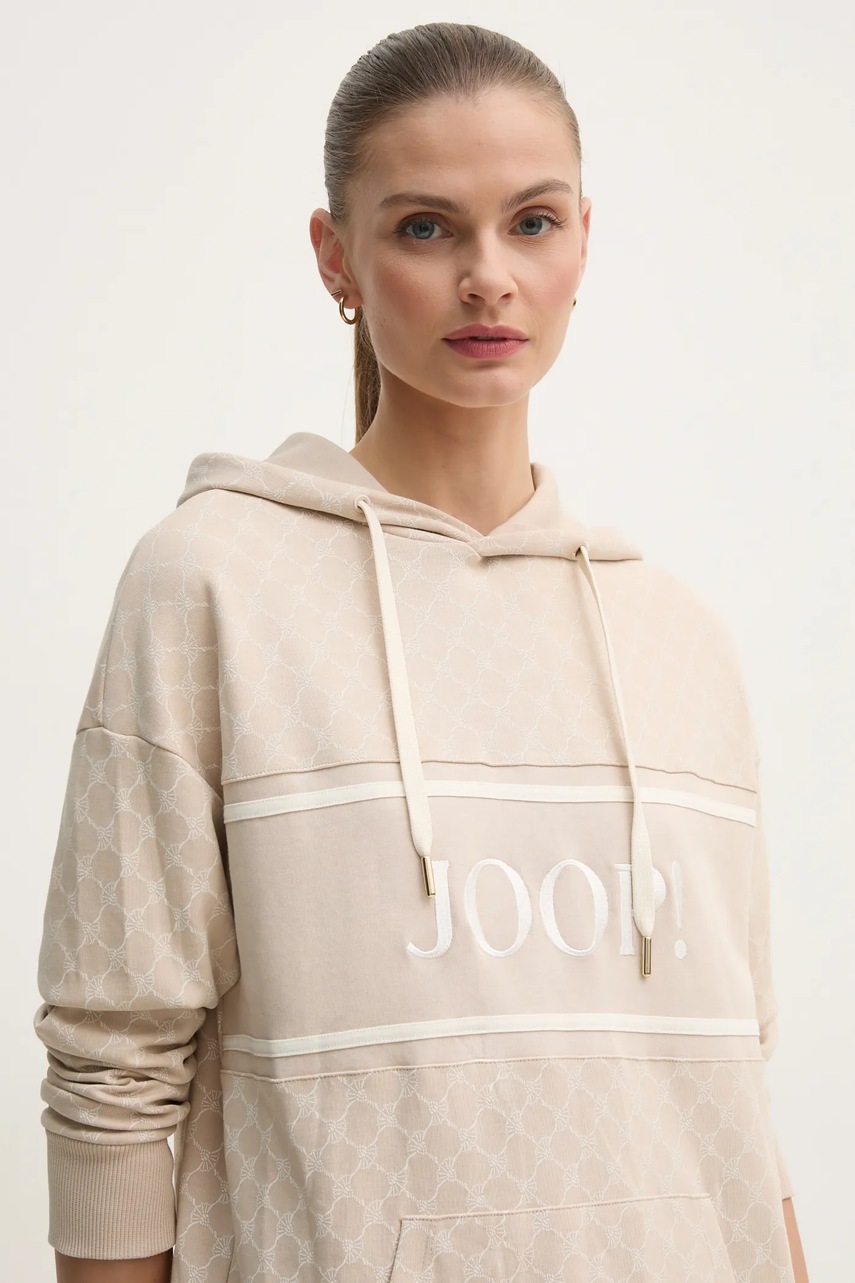 Кофта Joop! жіноча колір бежевий з капюшоном візерунок 