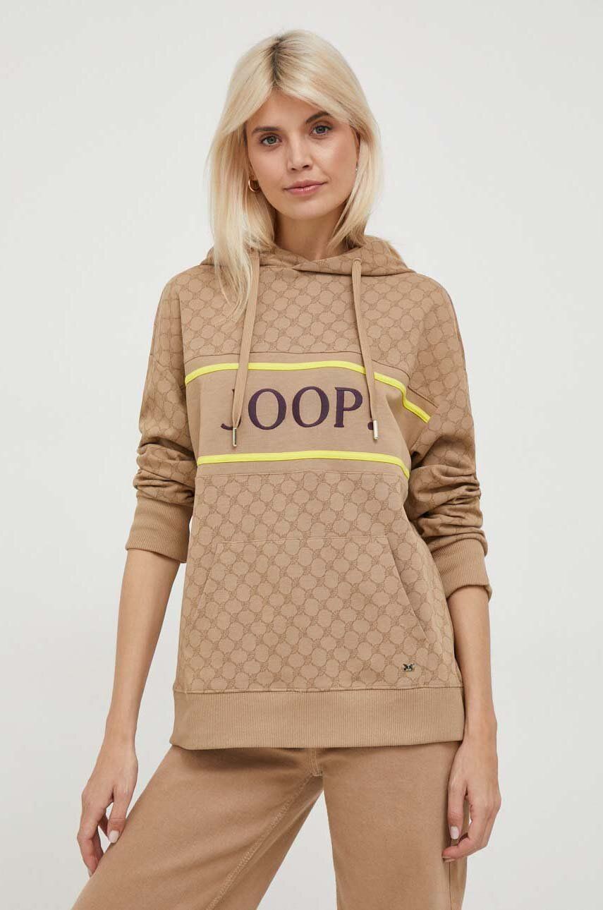 Joop! Bluza Femei, Culoarea Bej, Cu Gluga, Modelator