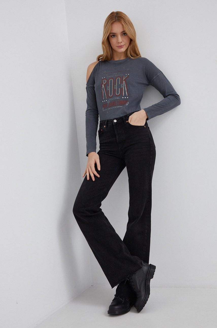 

Хлопковый лонгслив Pepe Jeans Tabitha цвет серый