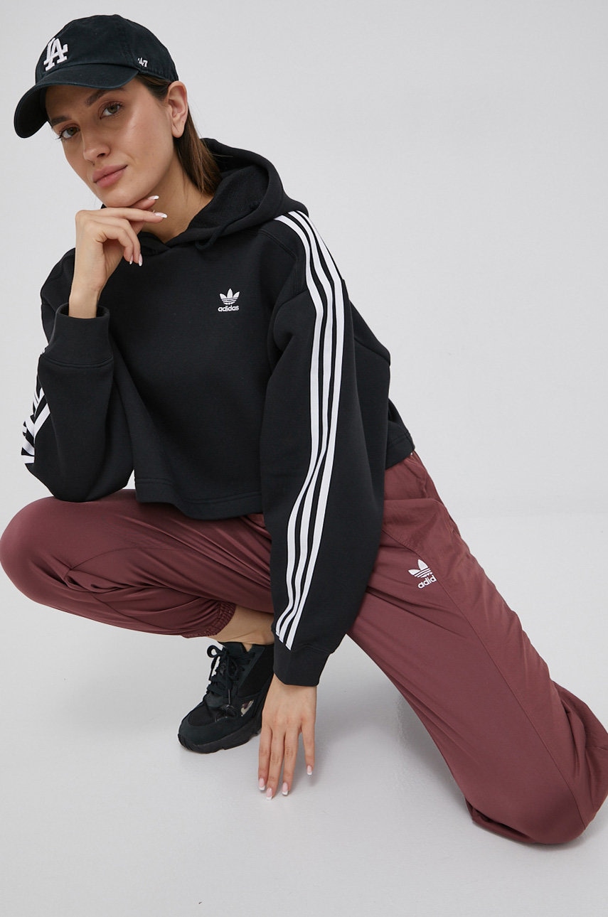 adidas Originals bluza Adicolor damska kolor czarny z kapturem z aplikacją