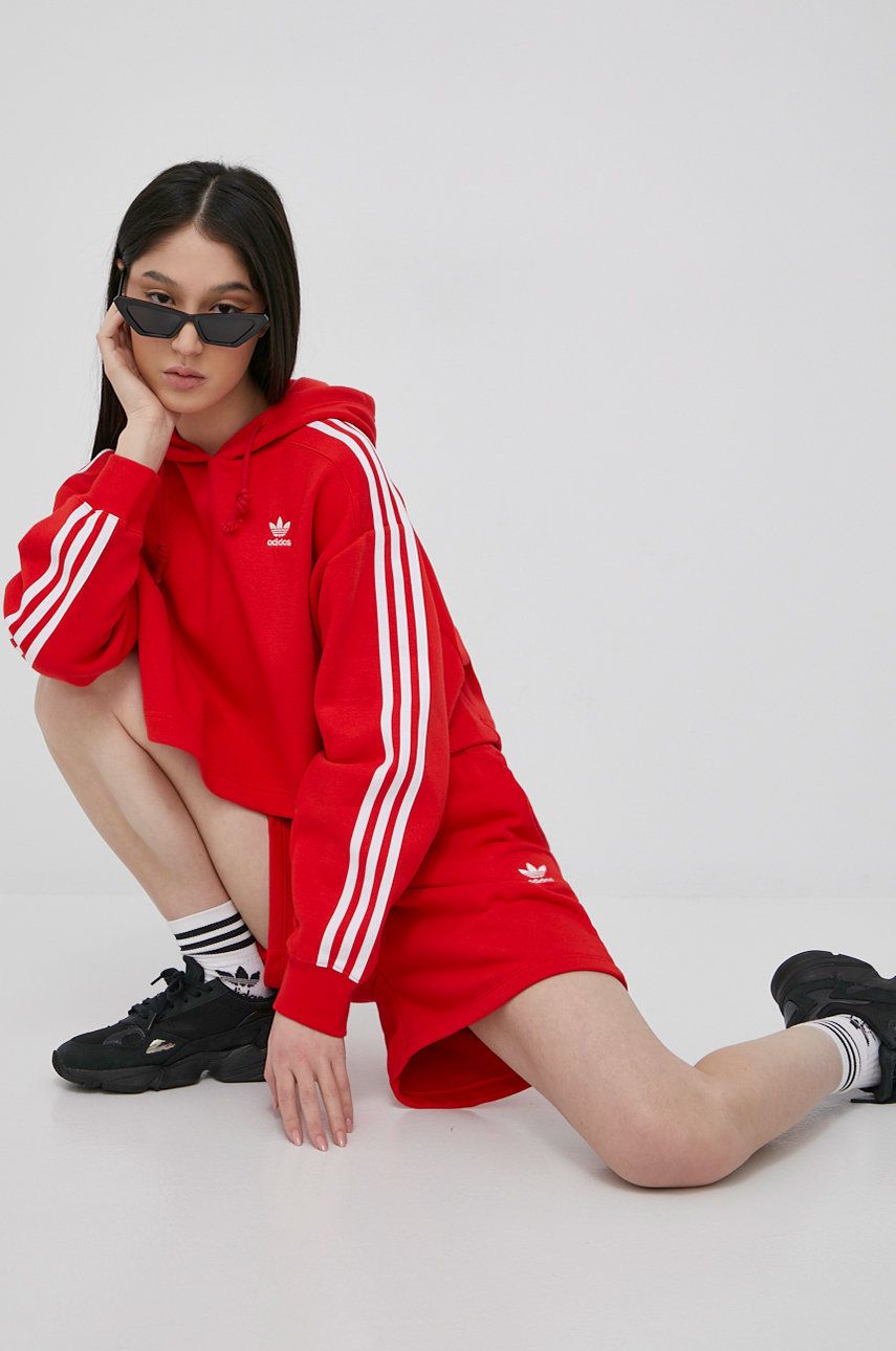 Mikina adidas Originals Adicolor HC2017 dámska, červená farba, s nášivkou