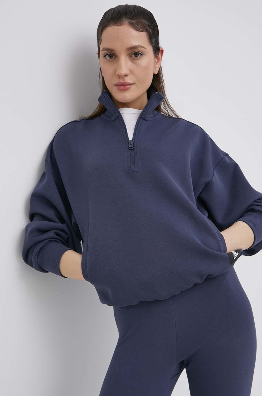 Adidas performance bluza femei, culoarea albastru marin, neted