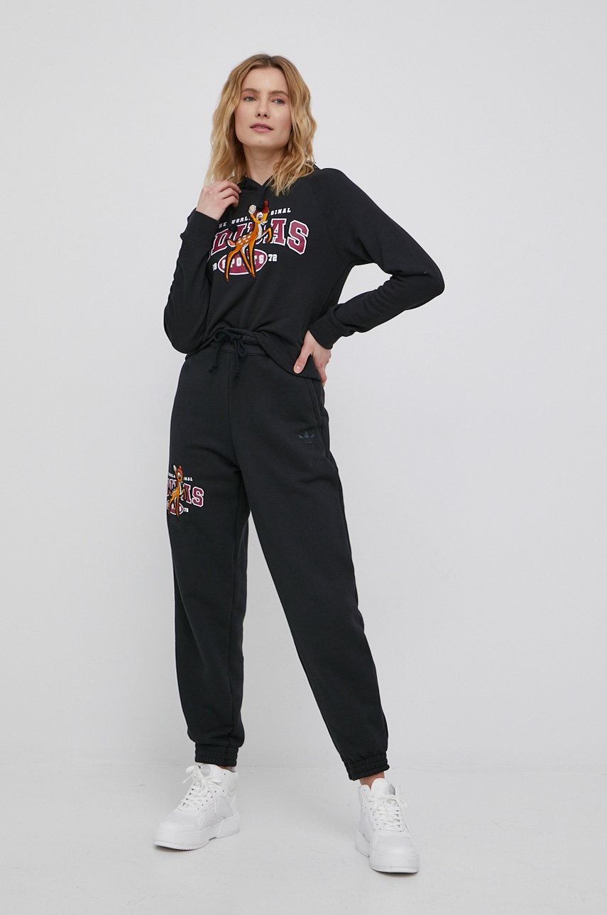 

Бавовняна кофта adidas Originals Trefoil Moments HE6875 жіноча колір чорний з аплікацією