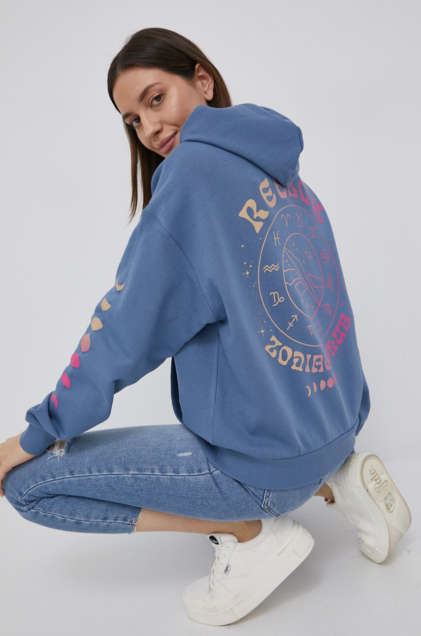 Reebok classic hanorac de bumbac femei, culoarea violet, cu imprimeu