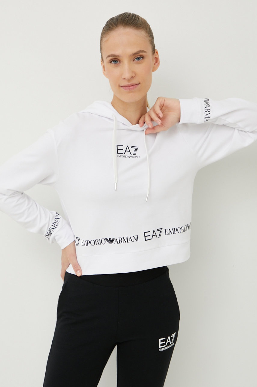 

Суичър EA7 Emporio Armani в бяло с принт, Бял