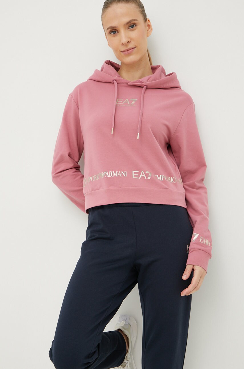 

Суичър EA7 Emporio Armani в розово с принт, Розов
