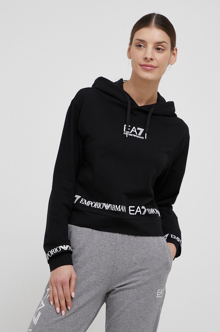 EA7 Emporio Armani bluza femei, culoarea negru, cu imprimeu answear.ro