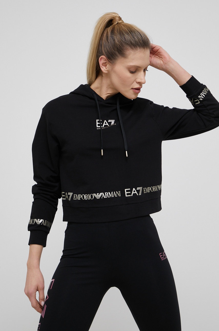 

Суичър EA7 Emporio Armani дамски в черно с принт, Черен