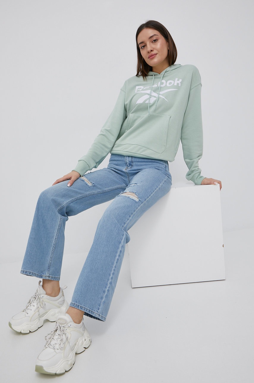 

Кофта Reebok HB2295 жіноча колір зелений з принтом