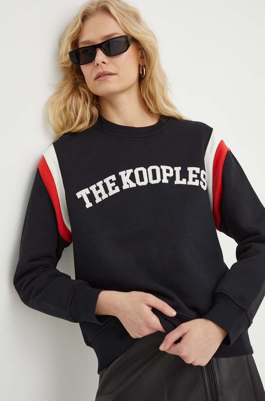 E-shop Bavlněná mikina The Kooples dámská, černá barva, s aplikací