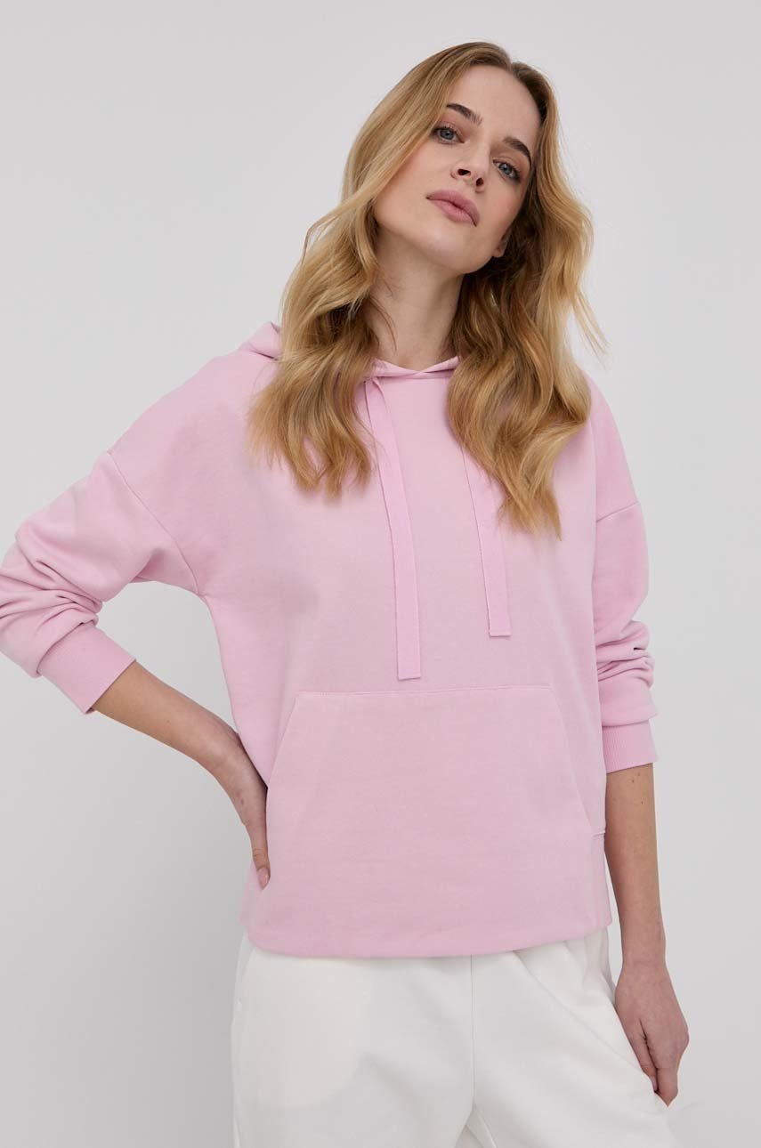 

Памучен суичър Weekend Max Mara дамска в розово с изчистен дизайн, Розов