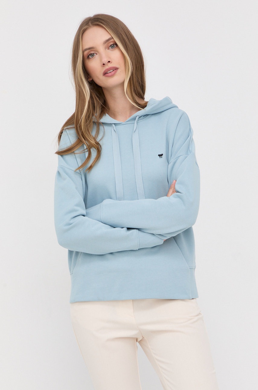 

Памучен суичър Weekend Max Mara дамска с изчистен дизайн, Син