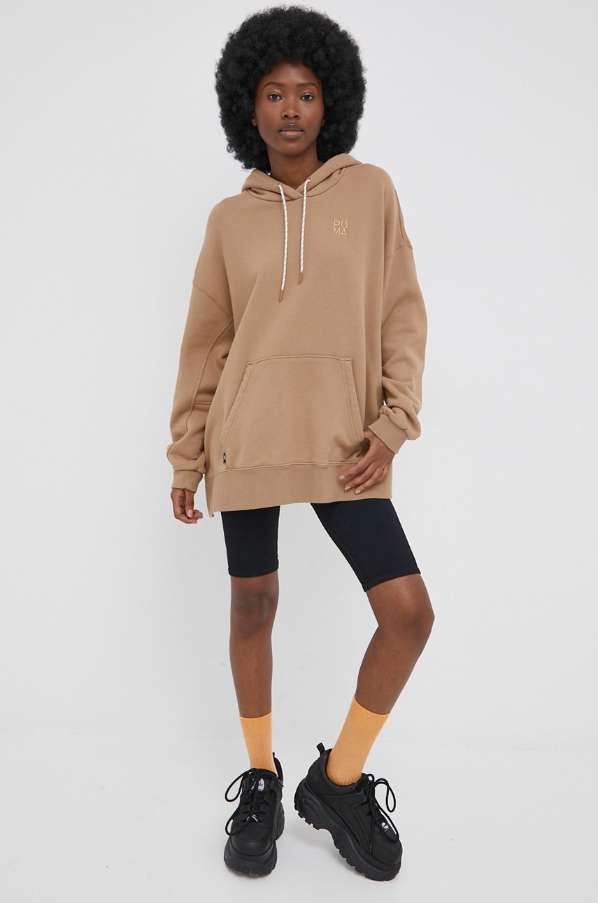 

Бавовняна кофта Puma 53342163 жіноча колір коричневий однотонна